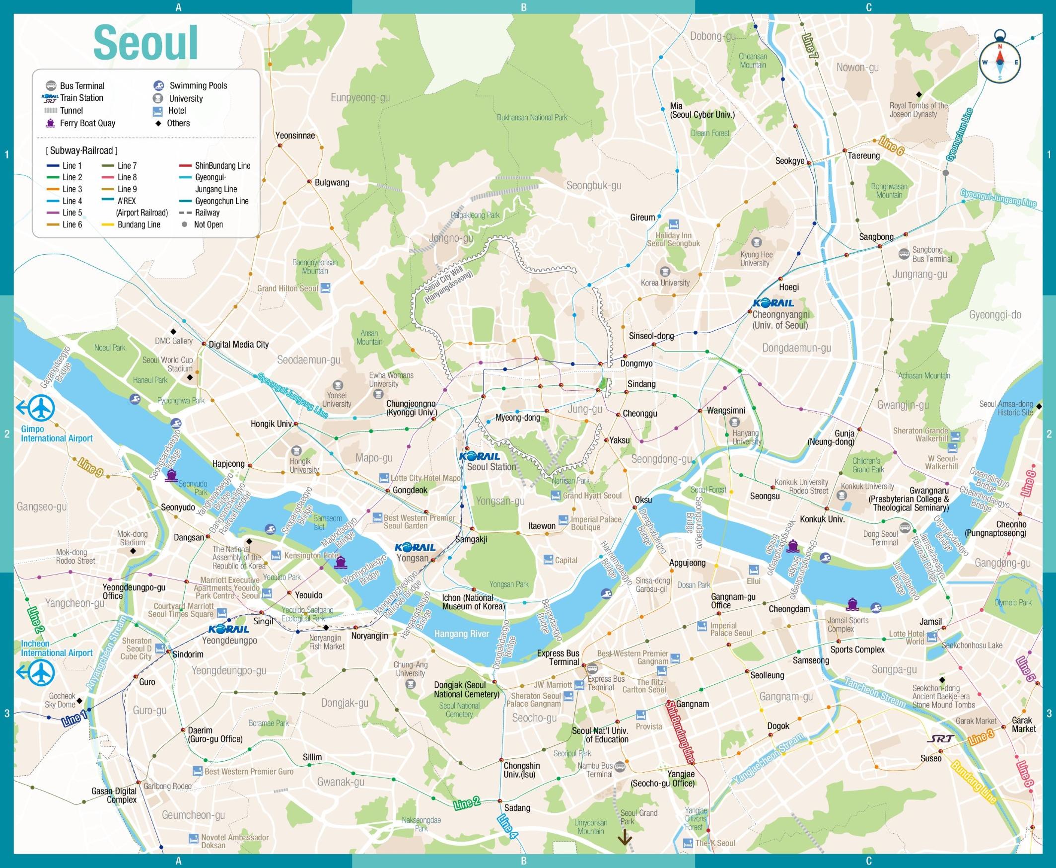 seoul city tour bus map