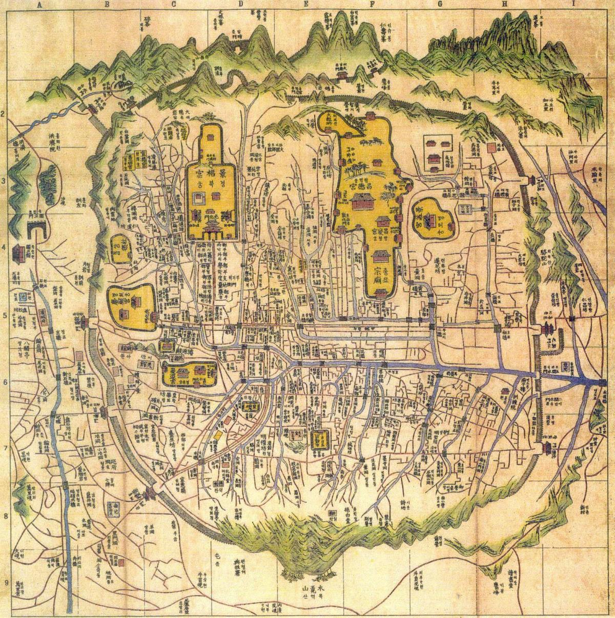 Plan antique de Seoul